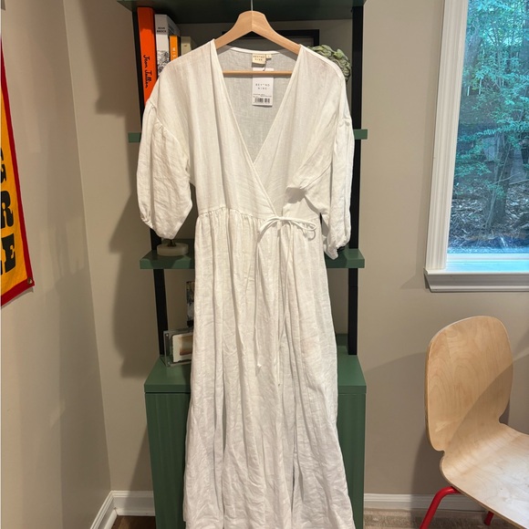 NWT Beyond Nine - Linen Wrap Maxi Maternity Dress- L - Picture 1 of 6